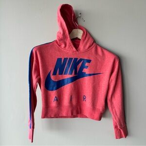 Nike Air Cropped Hoodie Pullover French Terry Spellout Orange Girls Large L